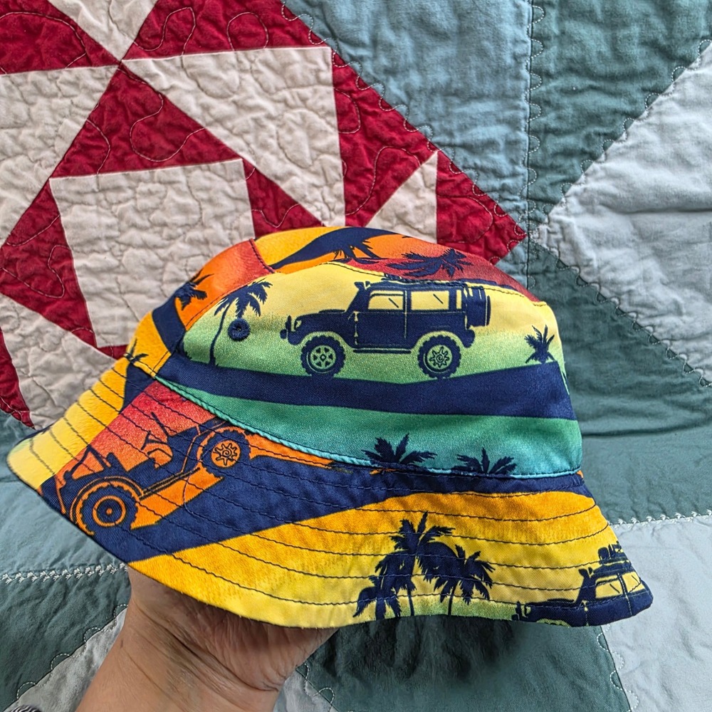 UV Skinz Kids 2T Reversible Bucket Hat UPF 50+ Blue Tropical SUV